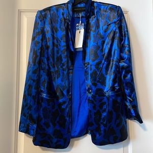$ firm Endless Rose Blue Leopard Velvet Blazer